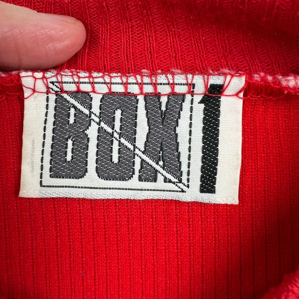 Vtg Crewneck Sweater XL‎ Box 1 Red White Abstract Graphic AOP 90s Streetwear Art